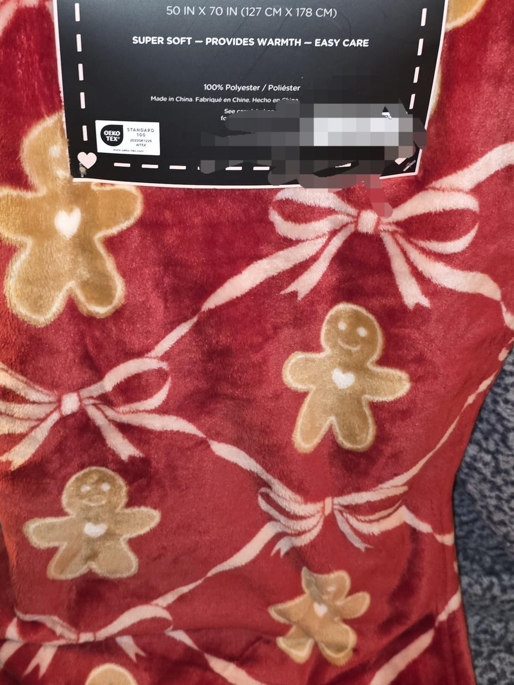 Betsey Johnson Red Gingerbread Bow Blanket